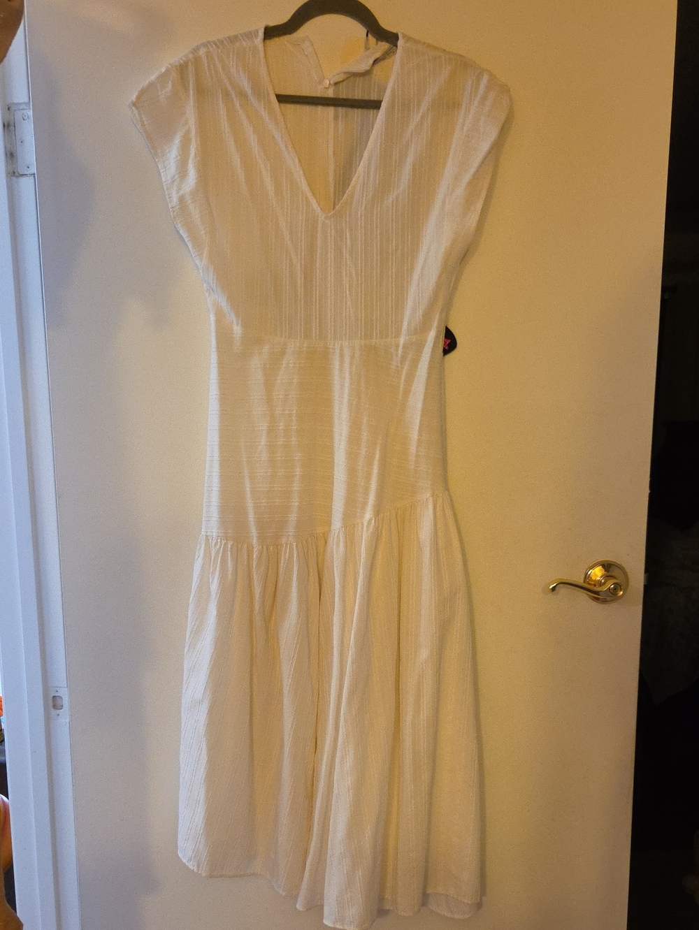 Zara White V-Neck Tiered Maxi Dress Sz Xs